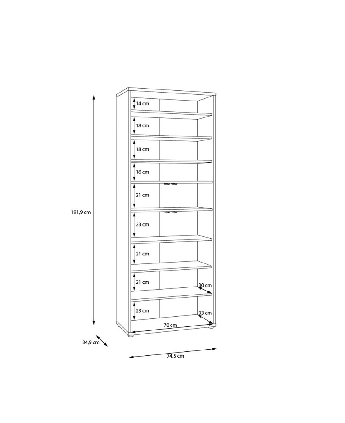 Alice Springs Tall Shoe Cabinet with 4 Doors Push-to-Open in Taupe