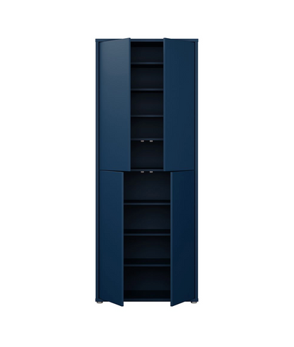 Alice Springs Tall Shoe Cabinet with 4 Doors Push-to-Open in Night Blue