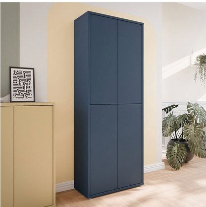 Alice Springs Tall Shoe Cabinet with 4 Doors Push-to-Open in Night Blue