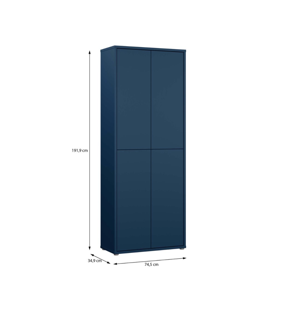 Alice Springs Tall Shoe Cabinet with 4 Doors Push-to-Open in Night Blue
