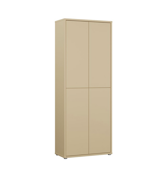 Alice Springs Tall Shoe Cabinet with 4 Doors Push-to-Open in Butter Yellow