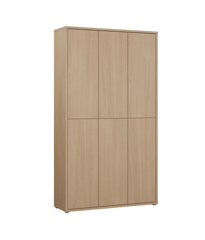 Alice Springs Tall Shoe Cabinet with 6 Doors Push-to-Open in Elegancia Oak
