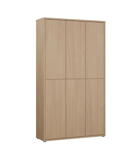 Alice Springs Tall Shoe Cabinet with 6 Doors Push-to-Open in Elegancia Oak