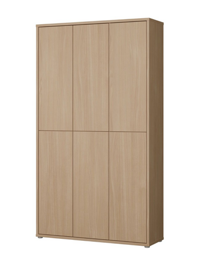 Alice Springs Tall Shoe Cabinet with 6 Doors Push-to-Open in Elegancia Oak
