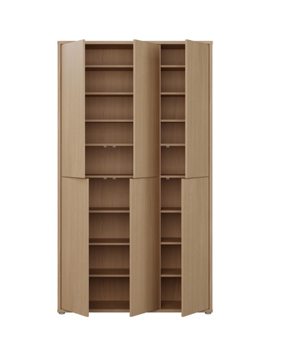 Alice Springs Tall Shoe Cabinet with 6 Doors Push-to-Open in Elegancia Oak