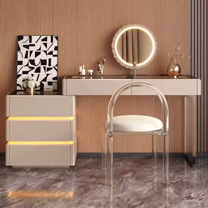 Elara Vanity Table with Drawers and Chair