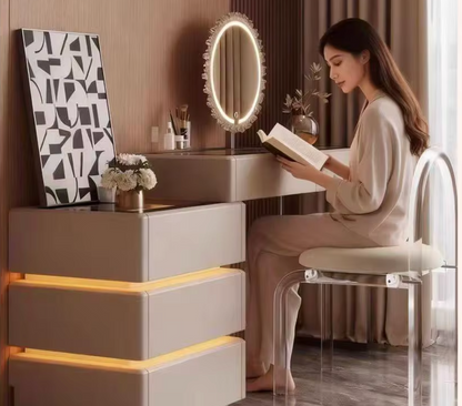 Elara Vanity Table with Drawers and Chair
