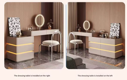 Elara Vanity Table with Drawers and Chair