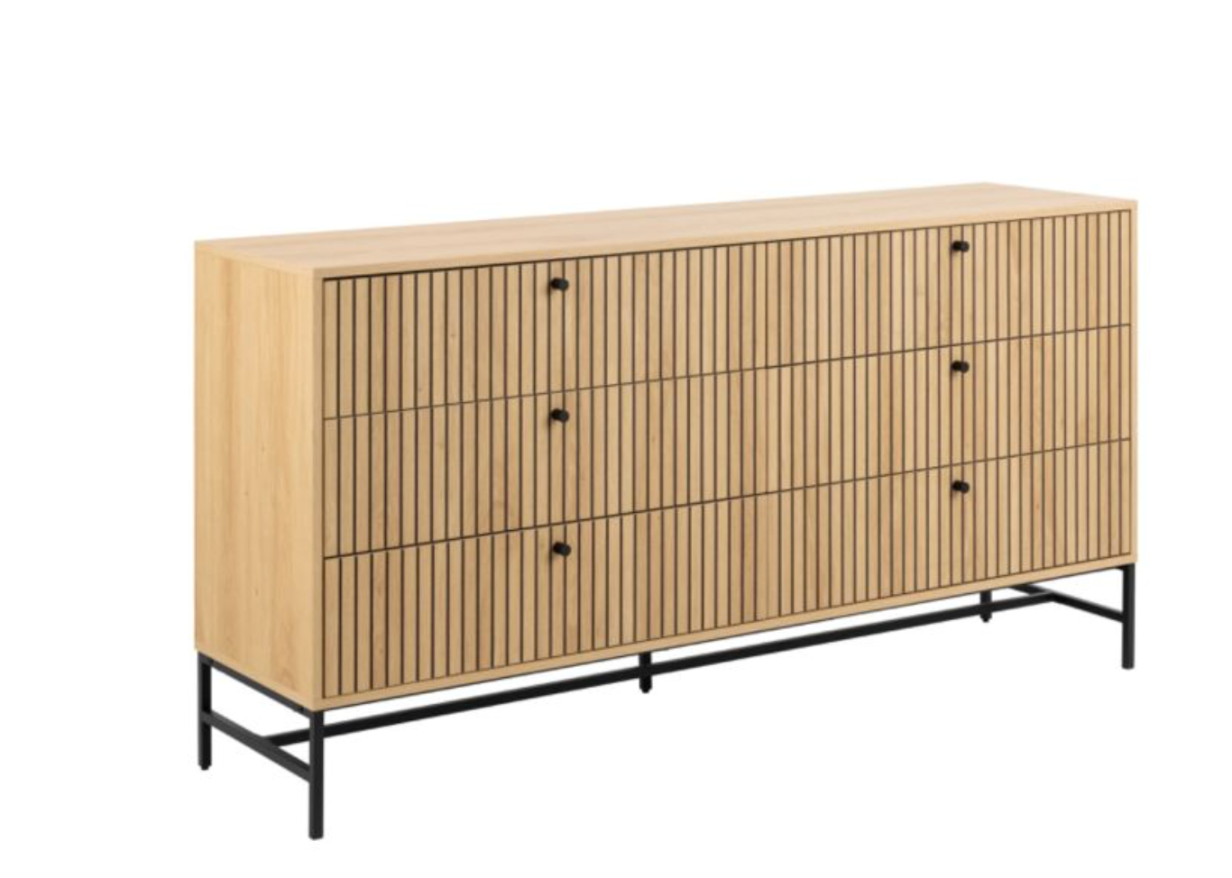 Albany Wide Chest of 6 Drawers in Oak/Black Legs
