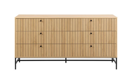 Albany Wide Chest of 6 Drawers in Oak/Black Legs