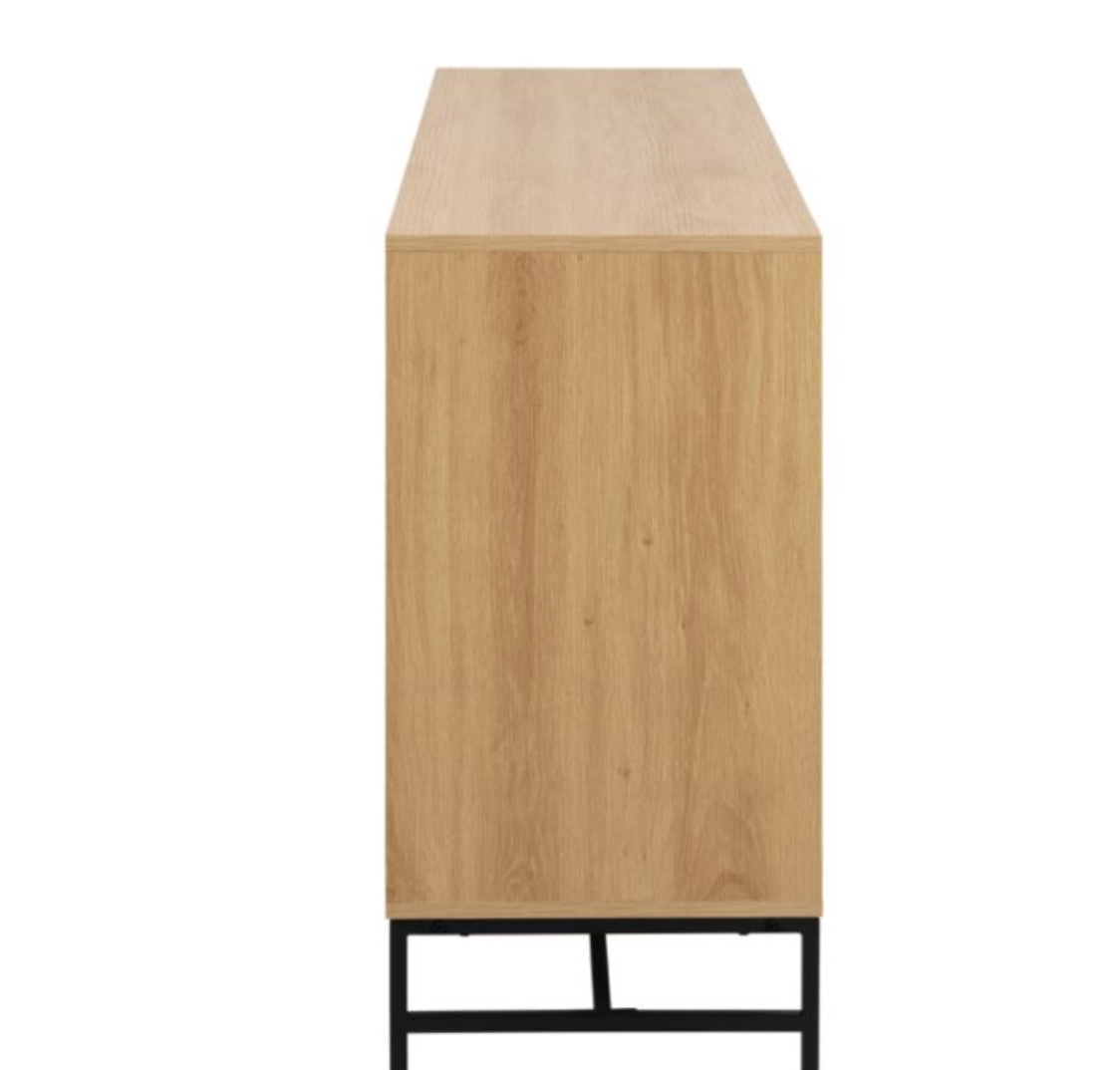 Albany Wide Chest of 6 Drawers in Oak/Black Legs