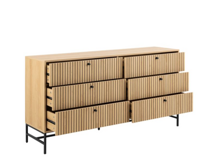 Albany Wide Chest of 6 Drawers in Oak/Black Legs