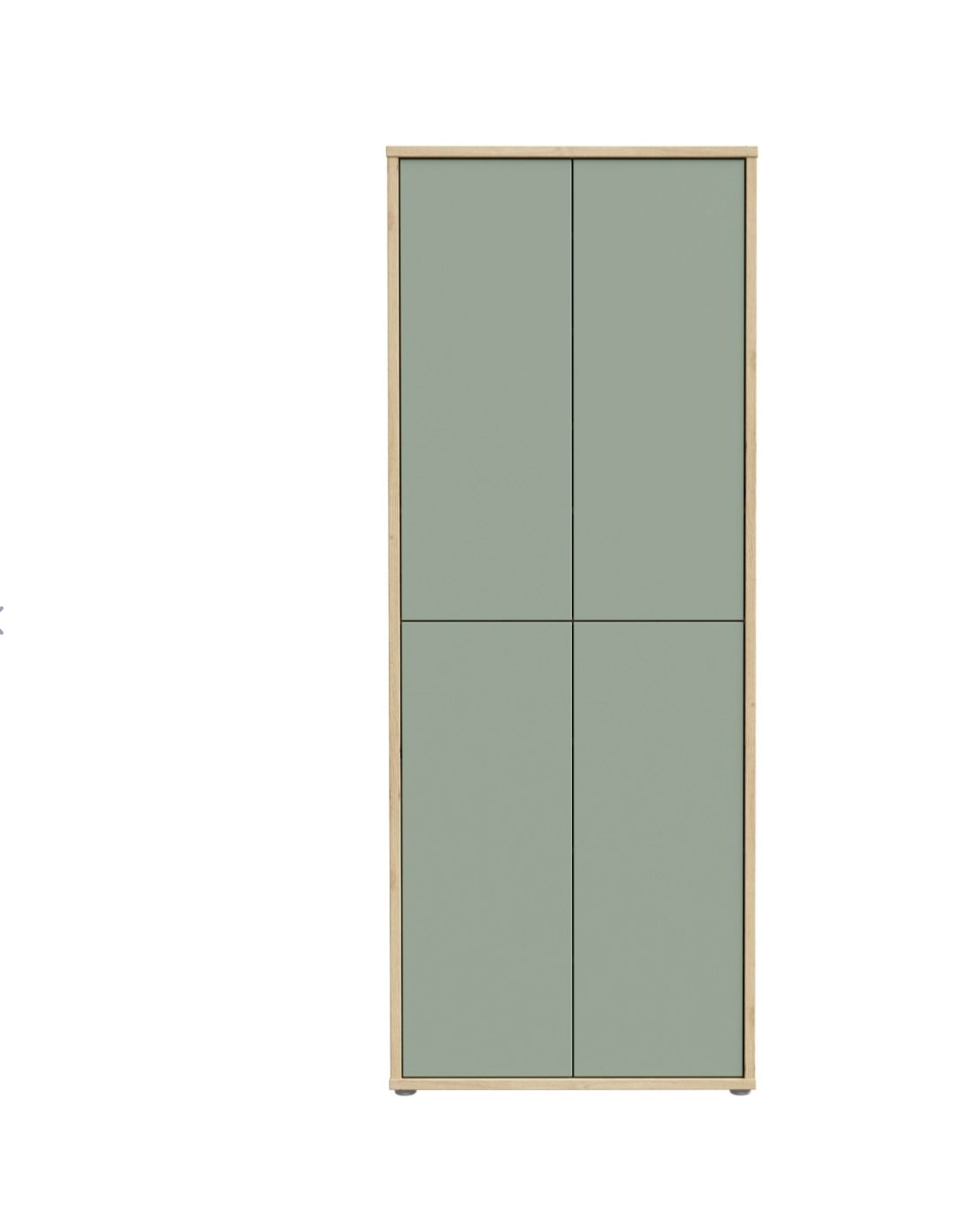 Alice Springs Shoe Cabinet with 4 Doors Push-to-Open in Artisan Oak and Sage Green Doors