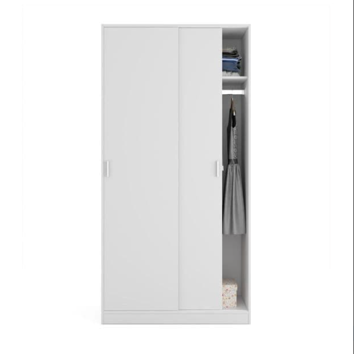 Hansen White Small Narrow Sliding 2 Door Wardrobe