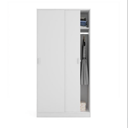 Hansen White Small Narrow Sliding 2 Door Wardrobe