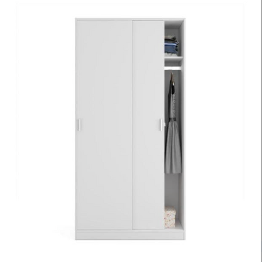 Hansen White Small Narrow Sliding 2 Door Wardrobe