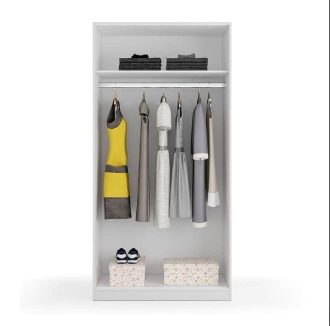 Hansen White Small Narrow Sliding 2 Door Wardrobe