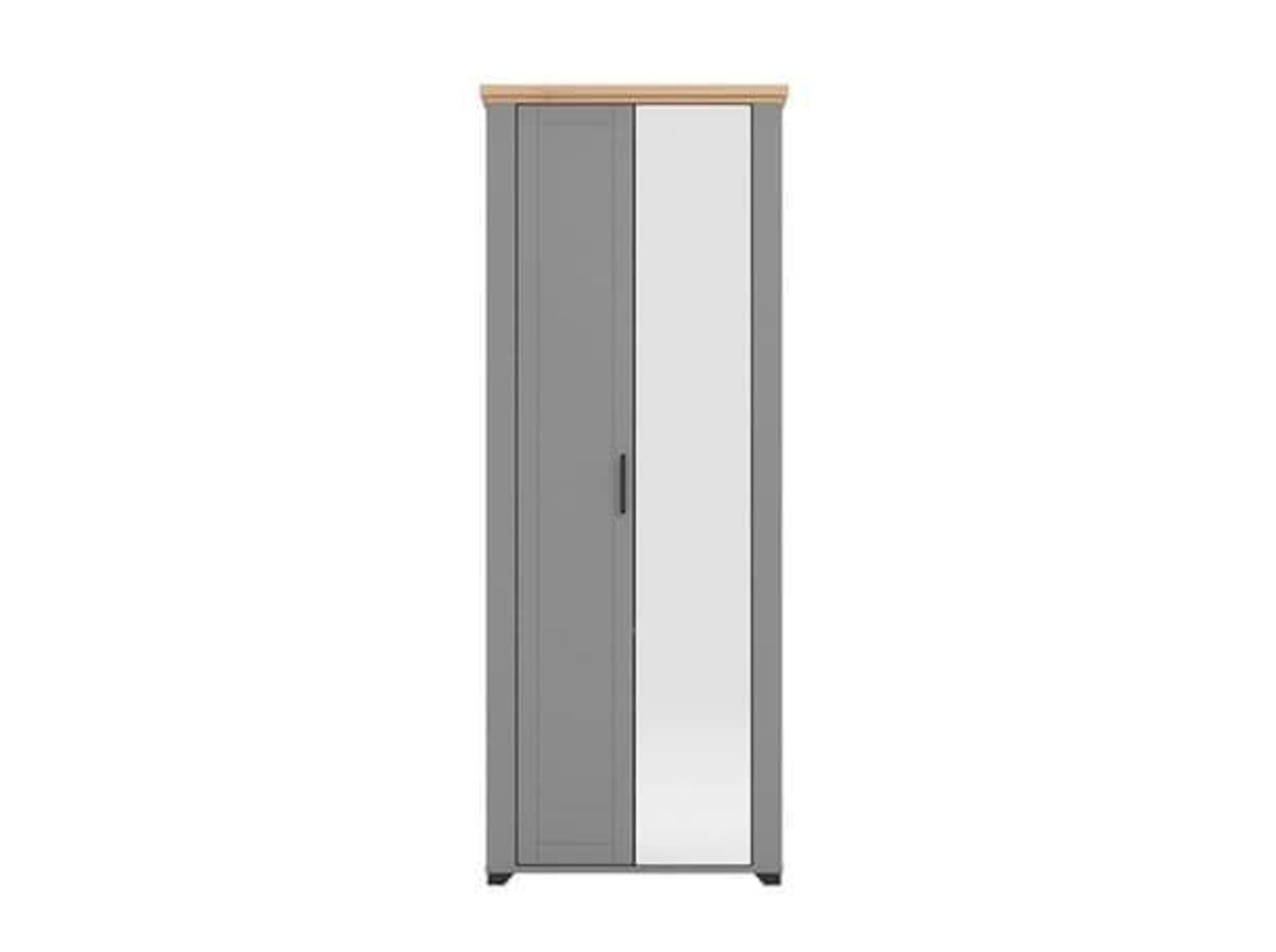 Havertz Grey And Artisan Oak Slim Narrow Shallow Depth Mirrored Wardrobe