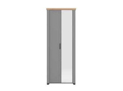 Havertz Grey And Artisan Oak Slim Narrow Shallow Depth Mirrored Wardrobe