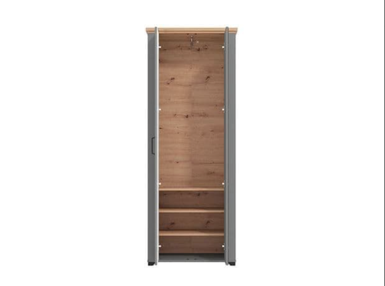 Havertz Grey And Artisan Oak Slim Narrow Shallow Depth Mirrored Wardrobe