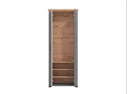 Havertz Grey And Artisan Oak Slim Narrow Shallow Depth Mirrored Wardrobe