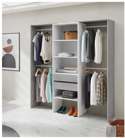 Guadalupe Large Concrete Grey and White Open Door Wardrobe