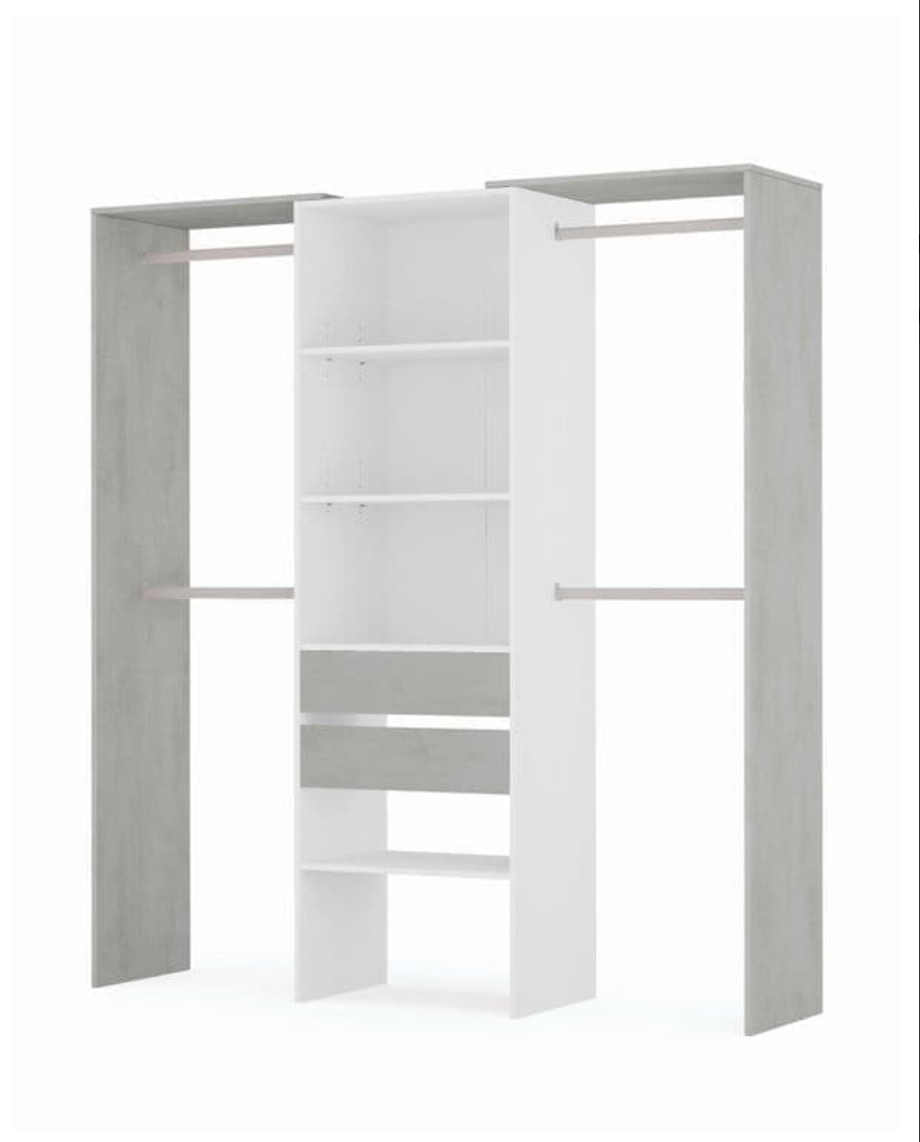 Guadalupe Large Concrete Grey and White Open Door Wardrobe
