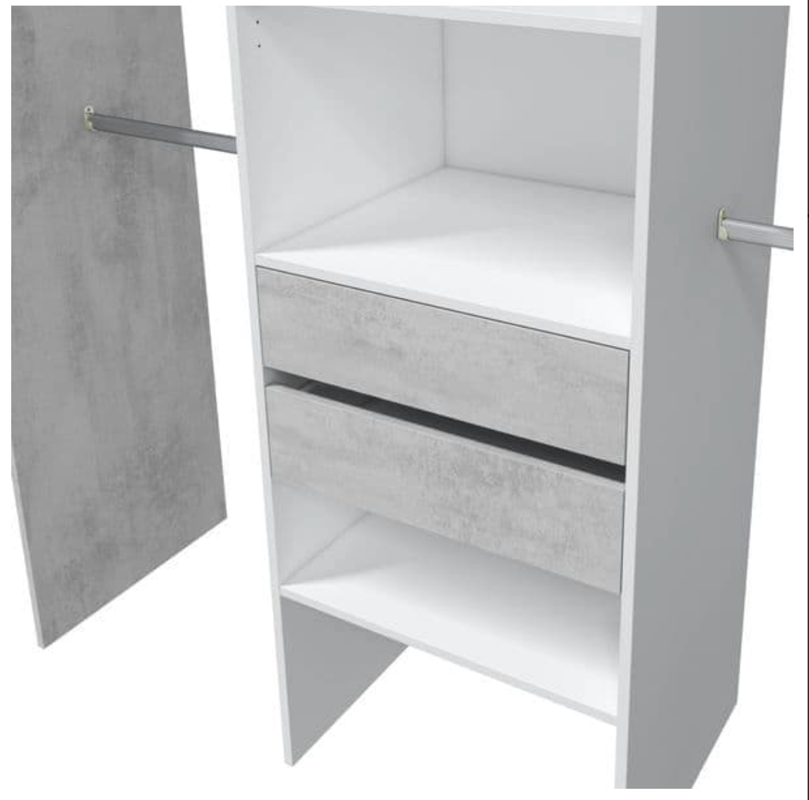 Guadalupe Large Concrete Grey and White Open Door Wardrobe