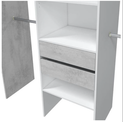 Guadalupe Large Concrete Grey and White Open Door Wardrobe