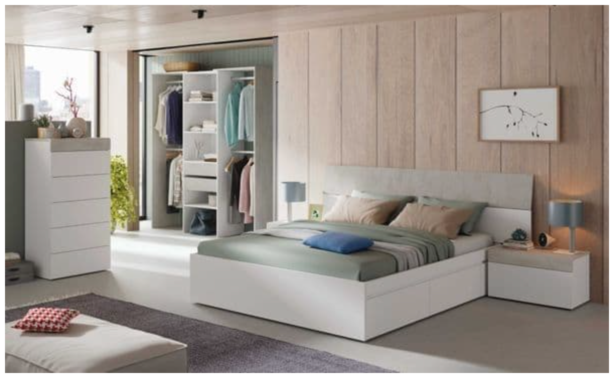 Guadalupe Large Concrete Grey and White Open Door Wardrobe