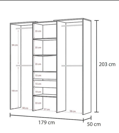 Guadalupe Large Concrete Grey and White Open Door Wardrobe