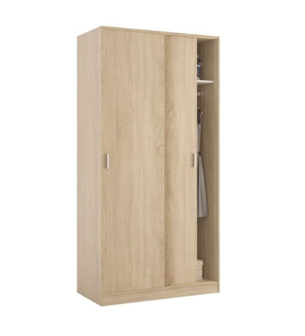 Hansen Canadian Oak Effect Small Narrow Sliding 2 Door Wardrobe