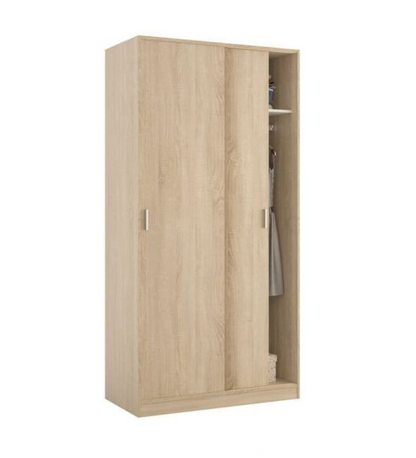 Hansen Canadian Oak Effect Small Narrow Sliding 2 Door Wardrobe