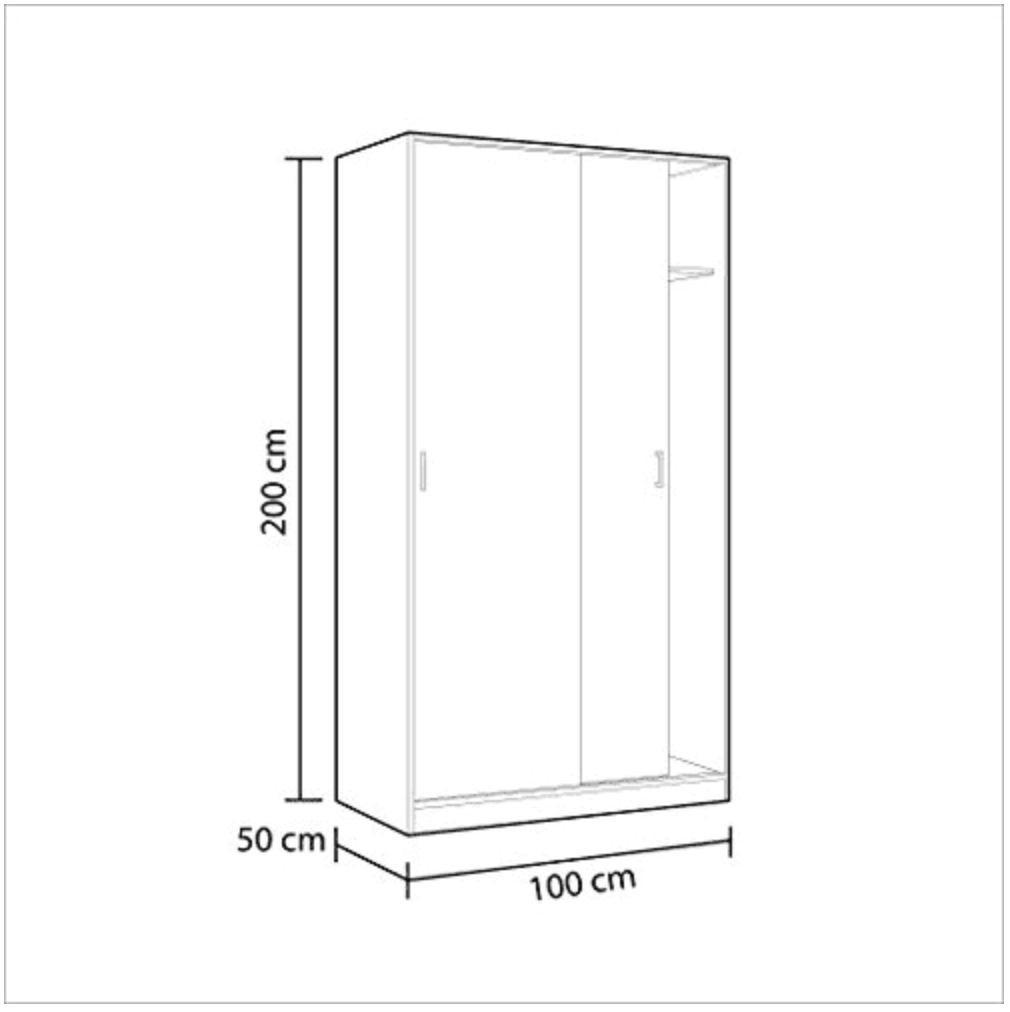 Hansen Canadian Oak Effect Small Narrow Sliding 2 Door Wardrobe