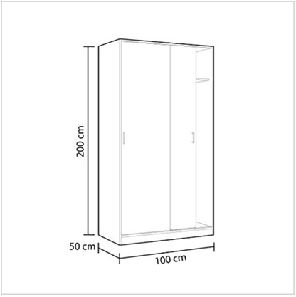 Hansen Canadian Oak Effect Small Narrow Sliding 2 Door Wardrobe