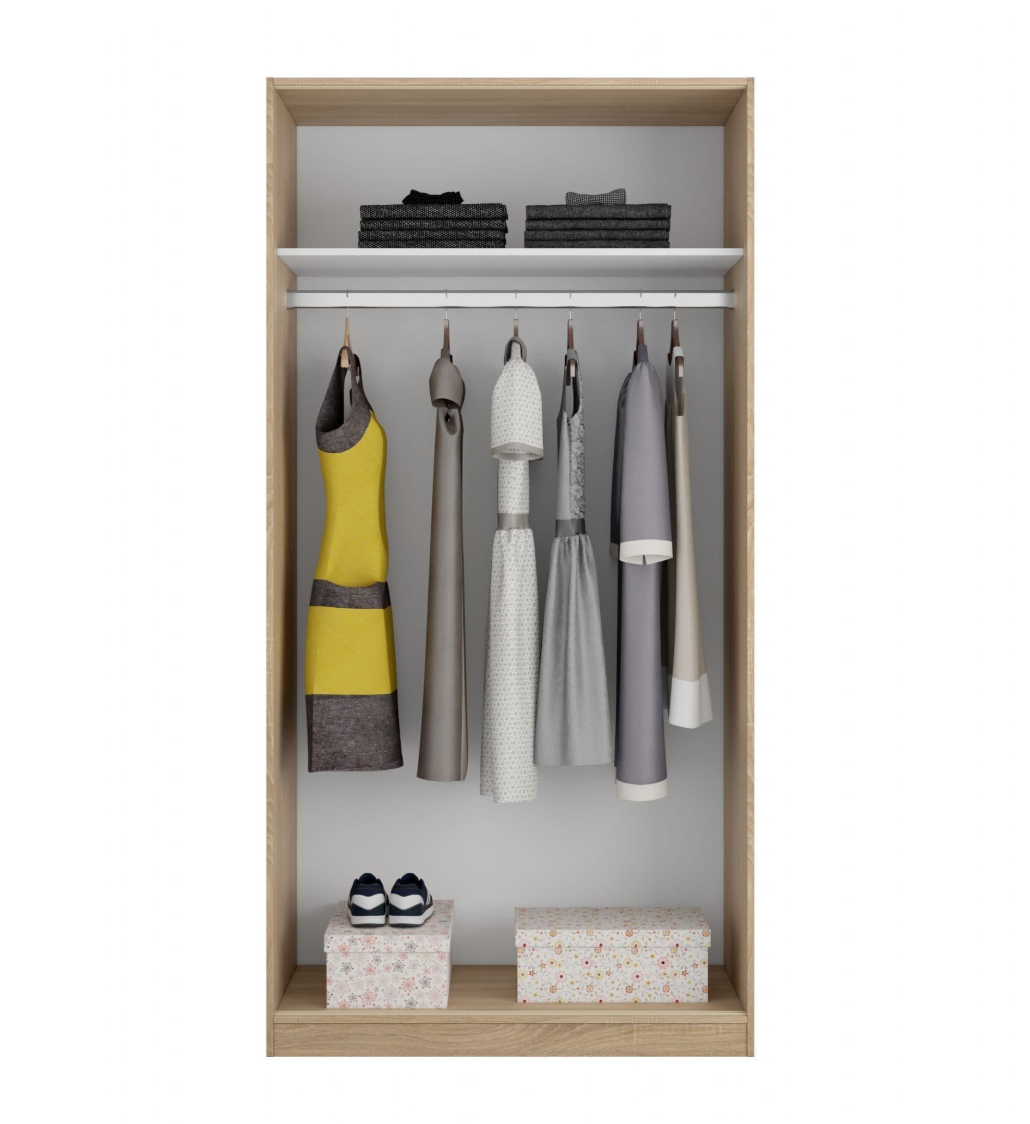 Hansen White Small Narrow Sliding 2 Door Wardrobe