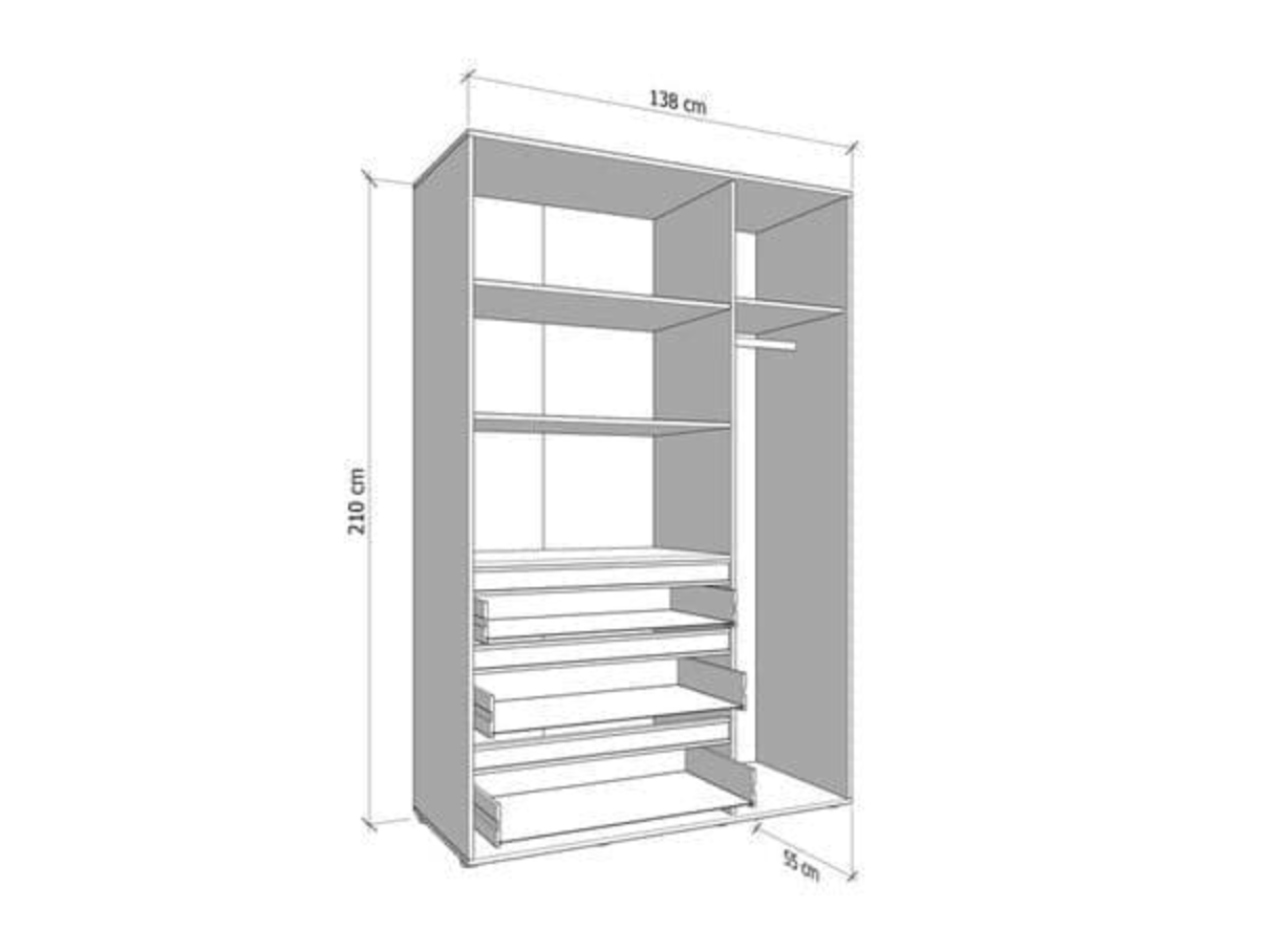 Kyoto Artisan Oak Effect 3 Door 3 Drawer Mirrored Wardrobe