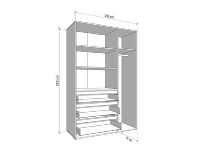 Kyoto Artisan Oak Effect 3 Door 3 Drawer Mirrored Wardrobe