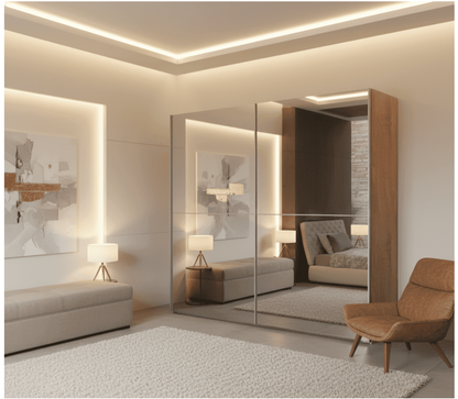 Melphis Mirrored And Oak Effect 240cm Sliding Door Wardrobe