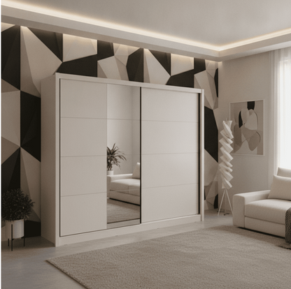 Alvira Cashmere Taupe 251cm Extra Large Mirrored Sliding Door Wardrobe
