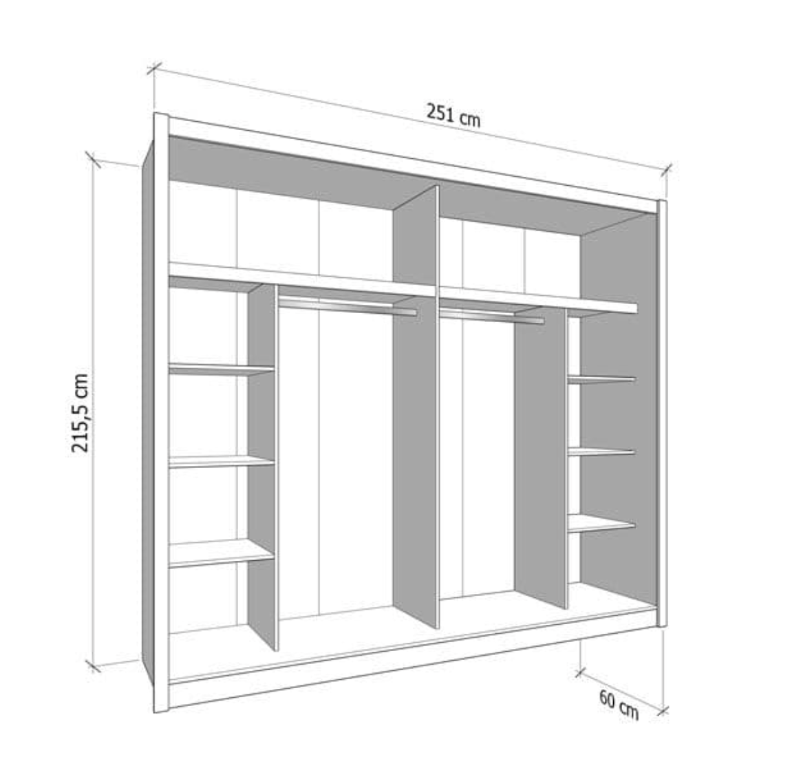 Alvira Cashmere Taupe 251cm Extra Large Mirrored Sliding Door Wardrobe