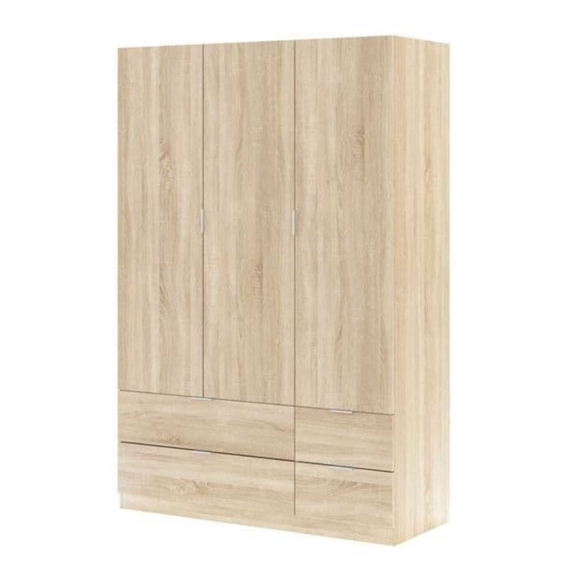 Cairo Oak Effect Compact 3 Door 4 Drawer Space-Saving 135cm Wardrobe