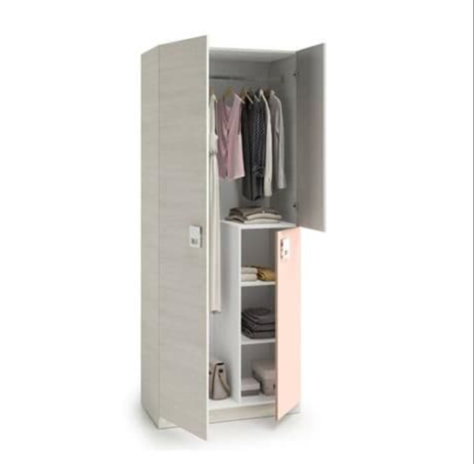 Carlos Grey And Pink 3 Door Slim Narrow Wardrobe