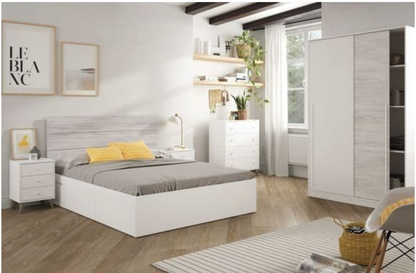 Columbus Artic White and White Oak Effect Small Narrow Sliding 2 Door Wardrobe 120cm Wide