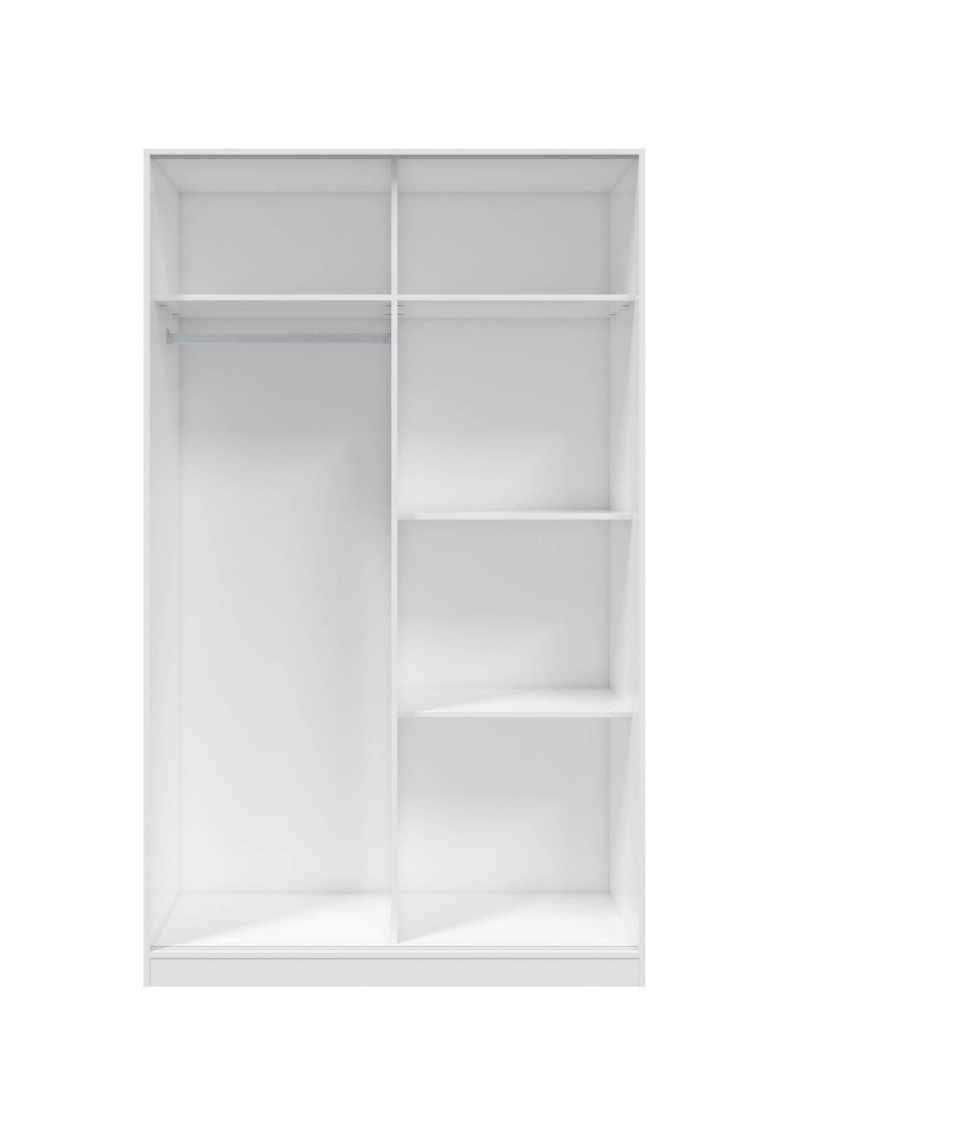 Columbus Artic White and White Oak Effect Small Narrow Sliding 2 Door Wardrobe 120cm Wide