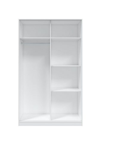 Columbus Artic White and White Oak Effect Small Narrow Sliding 2 Door Wardrobe 120cm Wide