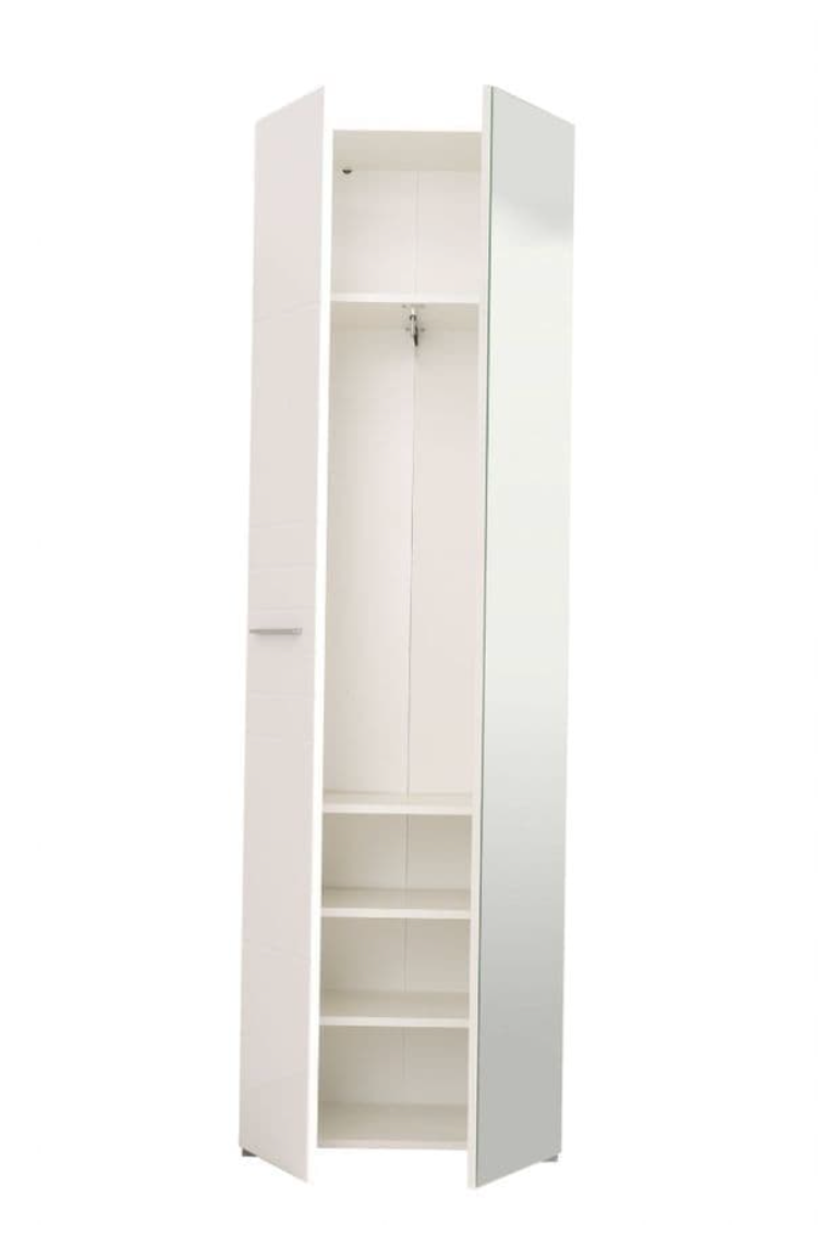 Myra White Mirrored Narrow Wardrobe
