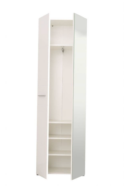 Myra White Mirrored Narrow Wardrobe