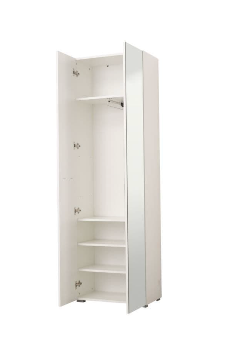 Myra White Mirrored Narrow Wardrobe