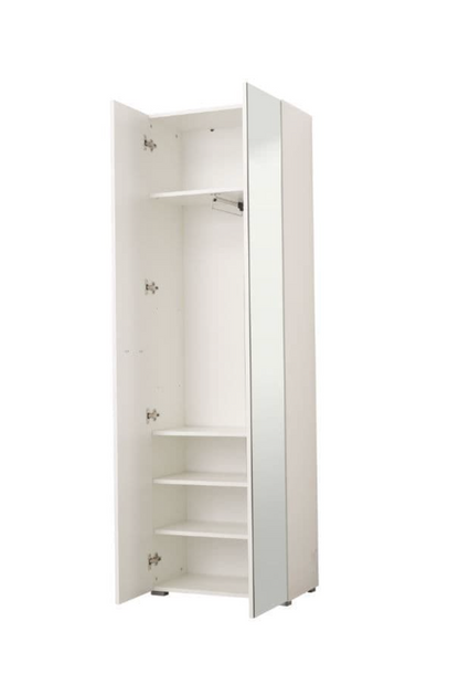 Myra White Mirrored Narrow Wardrobe